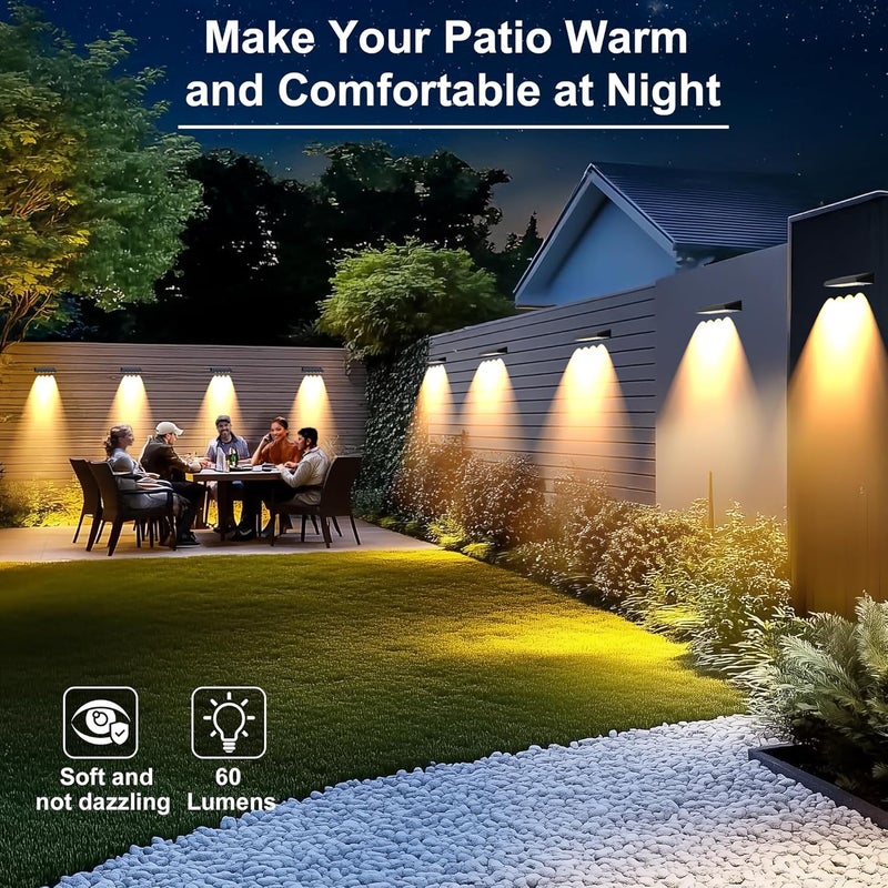 AUDLES Solar Fence Lights Outdoor, 8 Pack Fence Lights Solar Powered with 4 LED, Fence Solar Light Outdoor IP65 Waterproof Deck Light for Backyard, Railing, Patio, Stair, Wall, Step - Warm Lighting - Image 3
